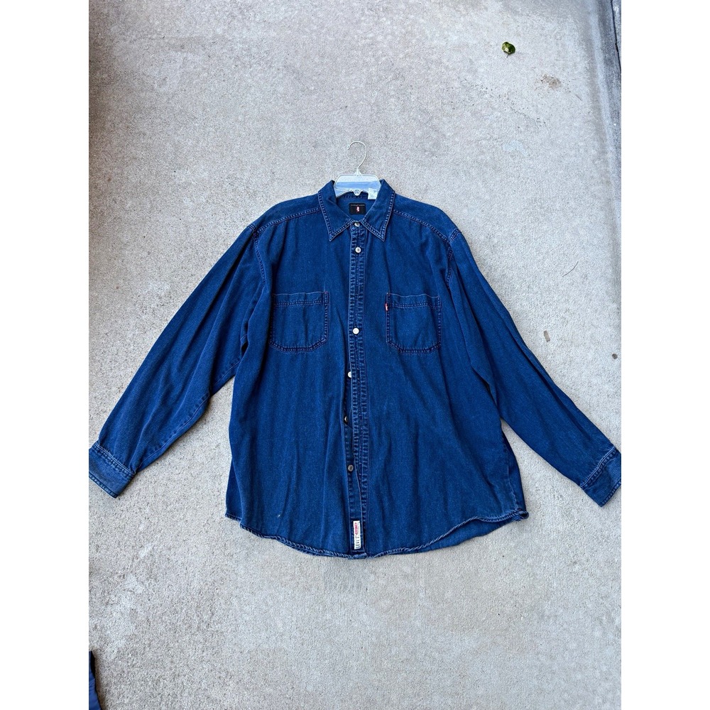 Vintage 90s Levi's Red Tab Denim Shirt XL Made Hong Kong Oversized Workwear